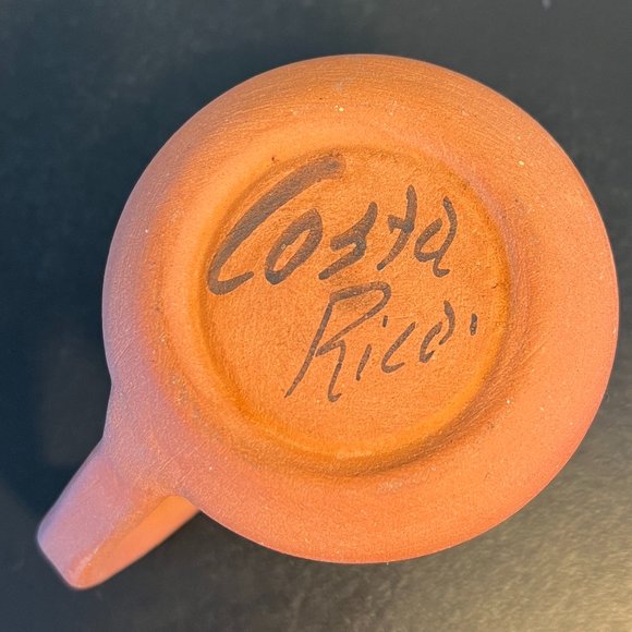 Costa Rica Handcrafted Terracotta  Hand Painted  Glazed & Unglazed Mug Cup - Picture 6 of 7